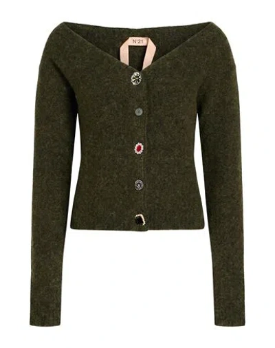 N°21 Woman Cardigan Military Green Size 6 Wool, Polyamide, Cotton
