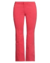 N°21 Woman Jeans Coral Size 4 Cotton, Elastane In Red