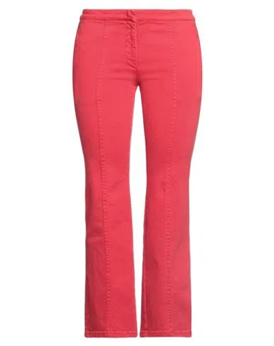 N°21 Woman Jeans Coral Size 4 Cotton, Elastane In Red
