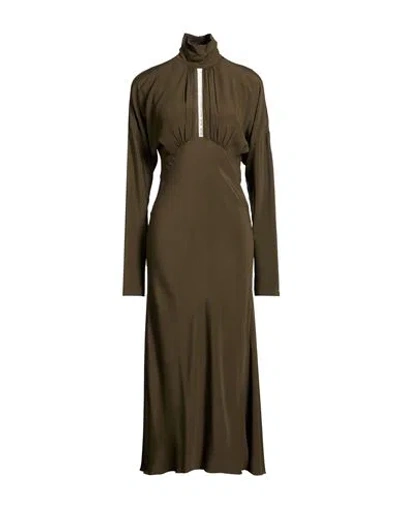 N°21 Woman Maxi Dress Military Green Size 10 Acetate, Silk In Brown