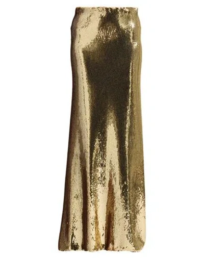 N°21 Woman Maxi Skirt Gold Size 6 Polyester, Elastane