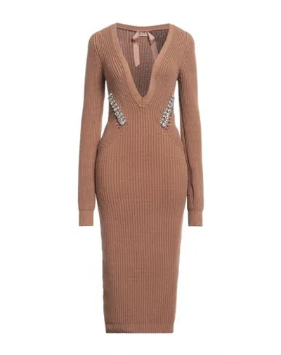 N°21 Woman Midi Dress Camel Size 4 Polyamide, Viscose, Wool In Beige