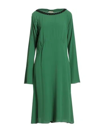 N°21 Woman Midi Dress Green Size 10 Acetate, Silk, Glass, Polyamide