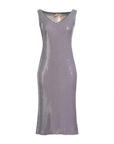 N°21 Woman Midi Dress Grey Size 8 Polyester, Elastane In Gray