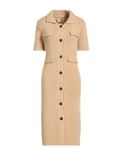 N°21 Woman Midi Dress Sand Size 2 Wool, Acrylic, Alpaca Wool In Nude
