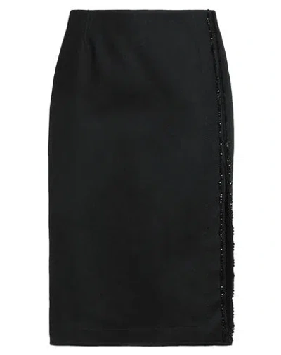 N°21 WOMAN MIDI SKIRT BLACK SIZE 8 WOOL, POLYAMIDE, ELASTANE