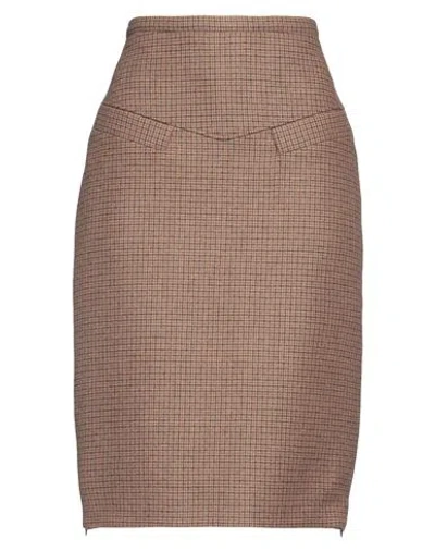 N°21 Woman Midi Skirt Brown Size 12 Wool, Polyamide, Elastane