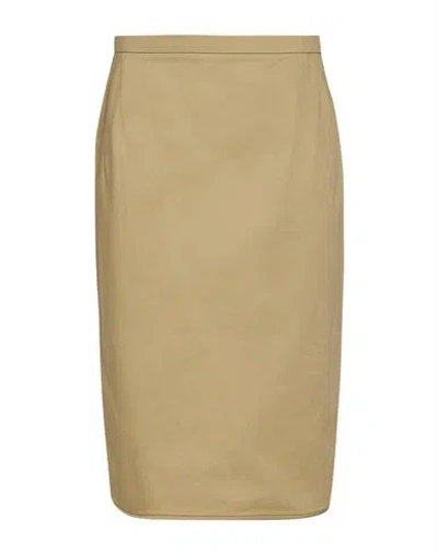 N°21 Woman Midi Skirt Khaki Size 2 Cotton, Elastane In Brown