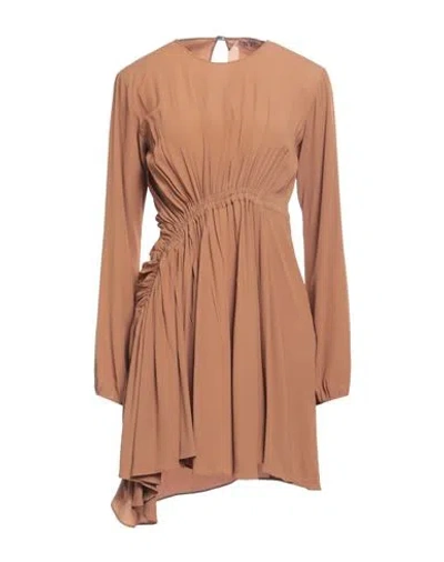 N°21 Woman Mini Dress Camel Size 6 Acetate, Silk In Beige