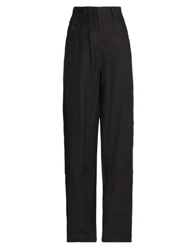N°21 Woman Pants Black Size 2 Linen, Polyamide