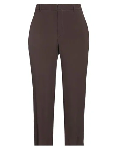 N°21 Woman Pants Dark Brown Size 10 Acetate, Silk