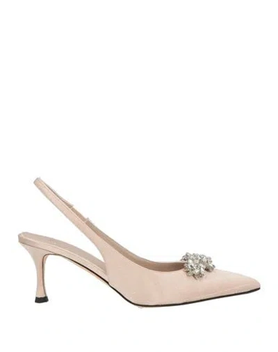 N°21 Woman Pumps Beige Size 8 Textile Fibers In Pink