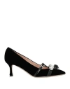 N°21 Woman Pumps Black Size 7 Textile Fibers, Leather