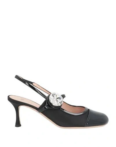 N°21 Woman Pumps Black Size 8 Leather, Textile Fibers