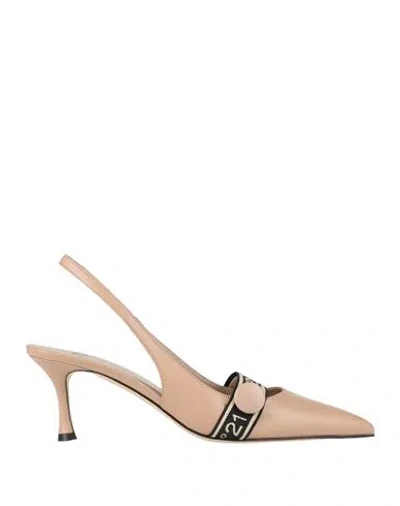 N°21 Woman Pumps Blush Size 7 Leather In Animal Print