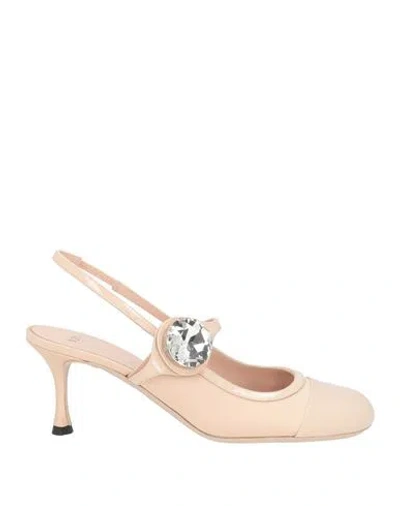 N°21 Woman Pumps Blush Size 7.5 Leather, Textile Fibers In Orange
