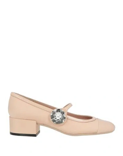 N°21 Woman Pumps Blush Size 8 Leather, Textile Fibers In Pink
