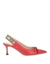 N°21 Woman Pumps Red Size 7.5 Leather In Animal Print