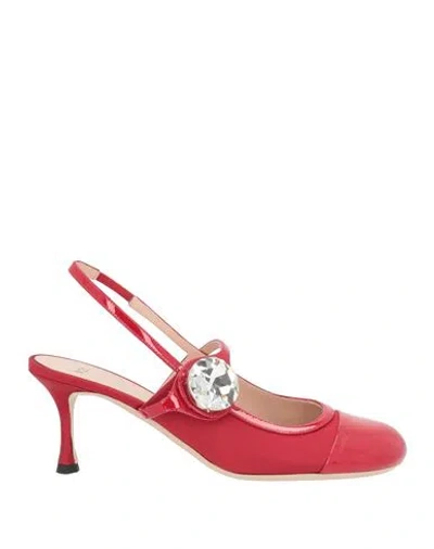 N°21 Woman Pumps Red Size 8 Leather, Textile Fibers In Metallic