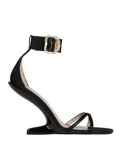 N°21 Woman Sandals Black Size 7 Textile Fibers