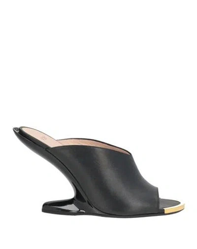 N°21 Woman Sandals Black Size 8 Leather In Animal Print