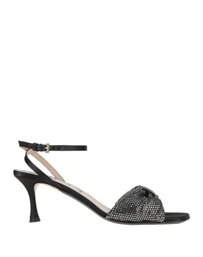 N°21 Woman Sandals Black Size 8 Textile Fibers