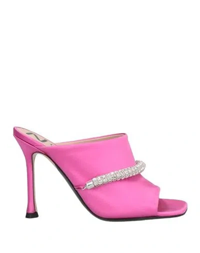 N°21 Woman Sandals Fuchsia Size 8 Textile Fibers In Pink