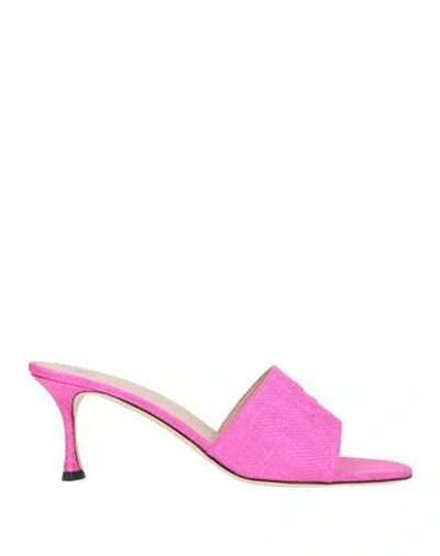 N°21 Woman Sandals Fuchsia Size 7.5 Textile Fibers In Animal Print