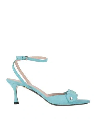 N°21 Woman Sandals Sky Blue Size 8 Leather In Black