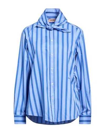 N°21 Woman Shirt Bright Blue Size 4 Viscose, Polyamide