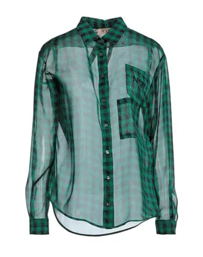 N°21 Woman Shirt Green Size 4 Silk, Acetate