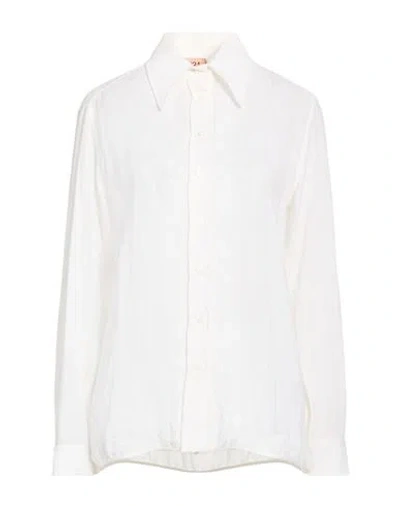 N°21 Woman Shirt Ivory Size 6 Linen, Polyamide In Animal Print