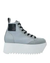 N°21 Woman Sneakers Grey Size 7 Calfskin, Textile Fibers In Grey