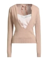 N°21 Woman Sweater Beige Size 4 Virgin Wool, Cashmere, Acetate, Silk, Cotton In Sand