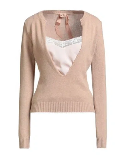 N°21 Woman Sweater Beige Size 4 Virgin Wool, Cashmere, Acetate, Silk, Cotton In Sand
