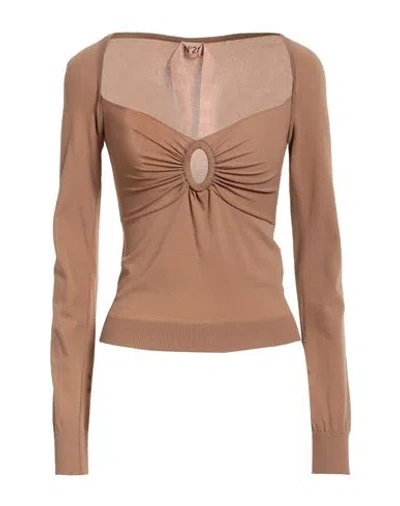 N°21 Woman Sweater Camel Size 4 Viscose, Polyamide, Polyester In Beige