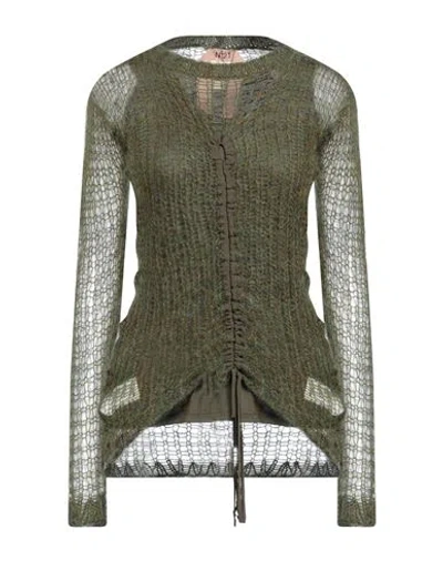 N°21 Woman Sweater Military Green Size 6 Mohair Wool, Polyamide, Wool