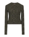 N°21 Woman Sweater Military Green Size 8 Wool, Polyester In Green