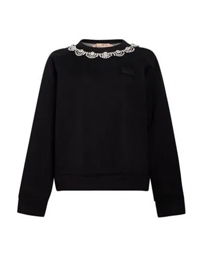 N°21 Woman Sweatshirt Black Size 8 Viscose, Glass