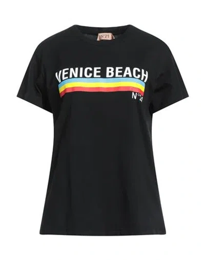 N°21 Woman T-shirt Black Size 8 Cotton
