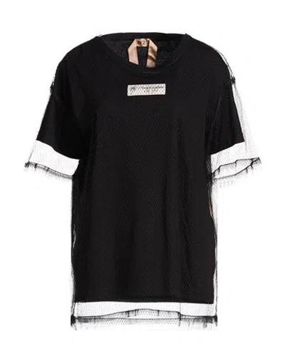 N°21 Woman T-shirt Black Size 6 Cotton, Polyamide