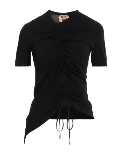 N°21 Woman T-shirt Black Size 8 Viscose, Polyester, Elastane