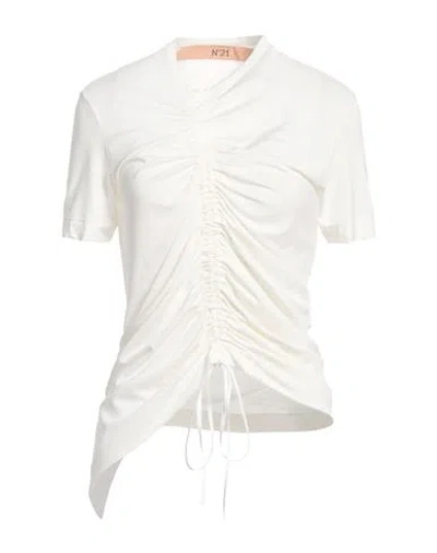 N°21 Woman T-shirt Ivory Size 2 Viscose, Polyester, Elastane In White