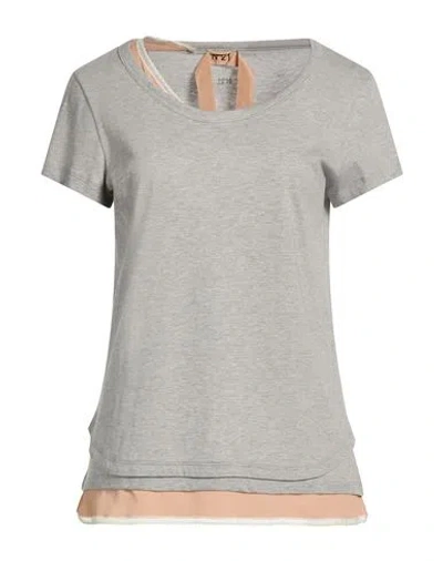 N°21 Woman T-shirt Light Grey Size 10 Cotton, Acetate, Silk In Gray