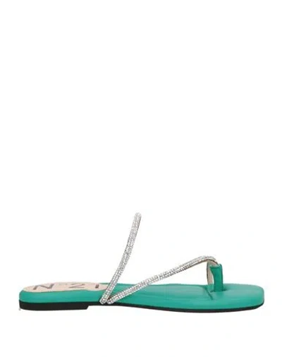 N°21 Woman Thong Sandal Emerald Green Size 7 Leather, Synthetisches Material