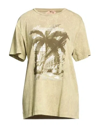 N°21 Woman T-shirt Sage Green Size Xl Cotton