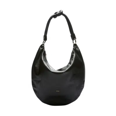N°21 Women's Shoulder Bags N21 - Hobo Soft Medium Nappa Shoulder Strap - Black