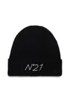 N°21 Wool Blend Beanie With Logo In Black