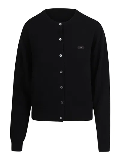 N°21 Wool Cardigan With Logo Plaque In Black