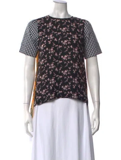 Pre-owned N°21 Wool Floral Print Top In Black